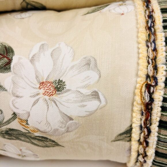 Williamsburg Garden Images lll Neck Roll Parchment Pillows Set Of 2 Floral - Picture 4 of 9